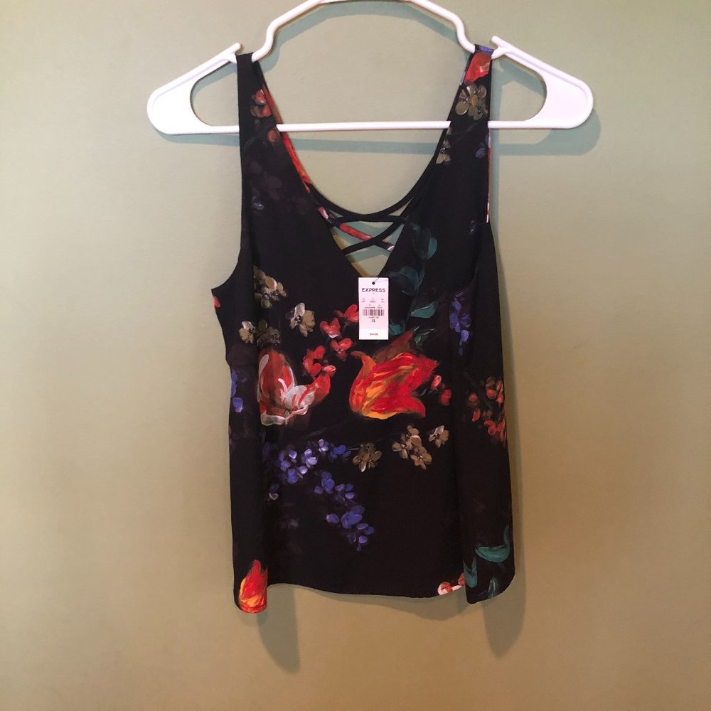 Express Sleeveless fancy flowered top